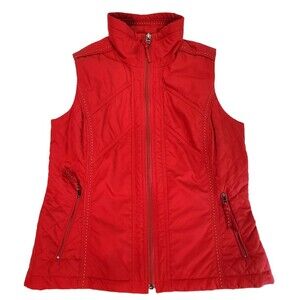 Coldwater Creek Quilted Vest Women's Small Red Full Zip Lightweight